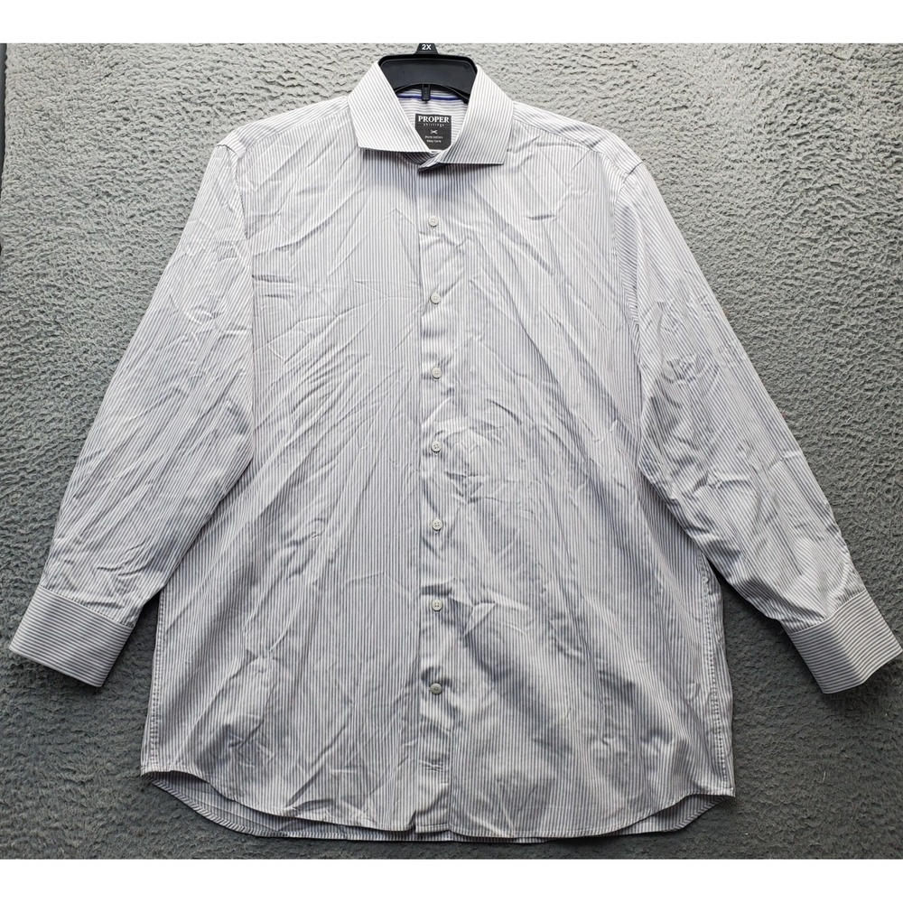 PROPER Shirtings Dress Shirt Men 17.5 Multi Easy Care Contemporary-Fit Button-Up